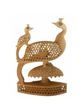 Wooden Peacock With Child Jali